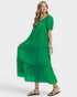 Kelly Green Tiered Midi Dress