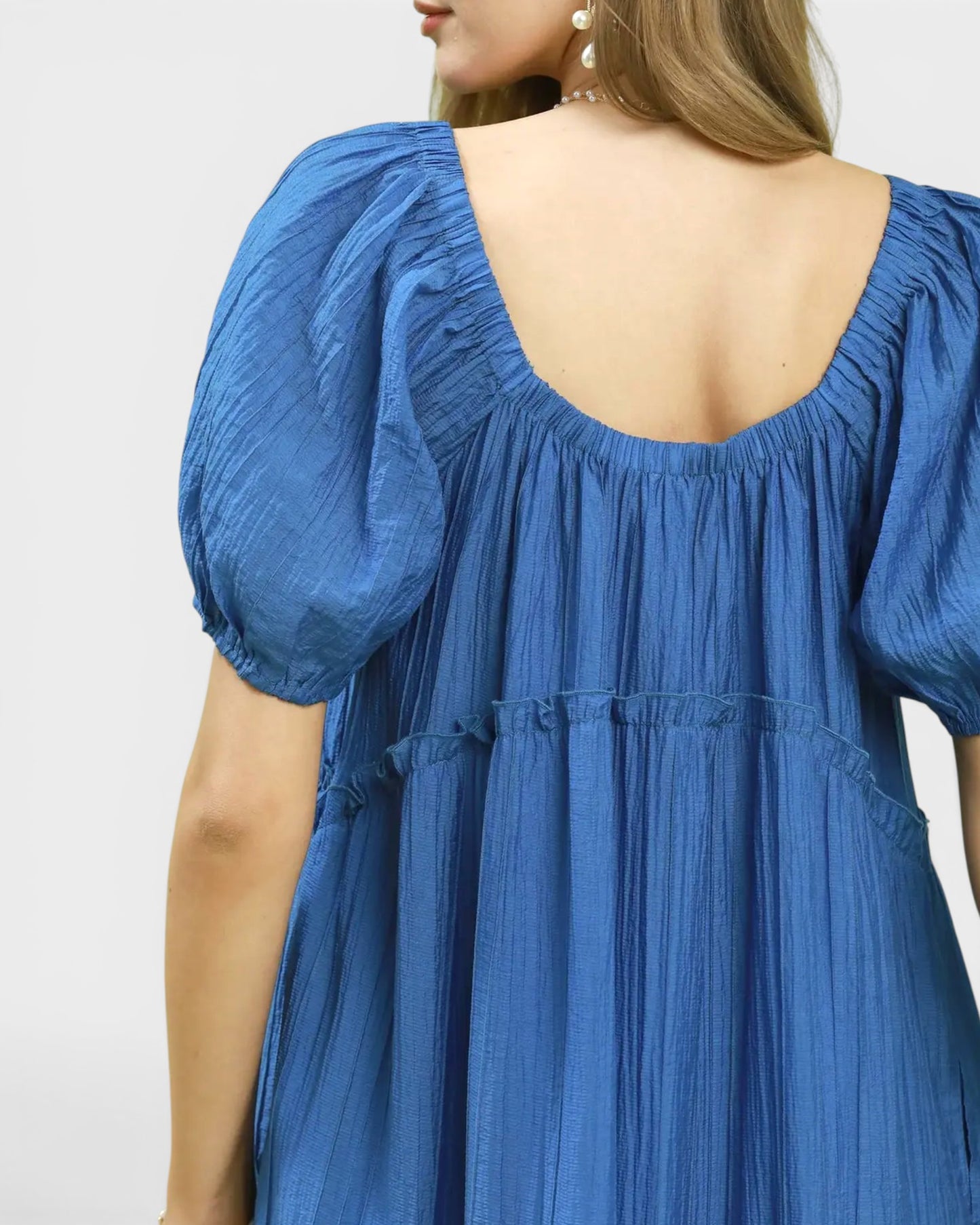 Denim Blue Tiered Midi Dress
