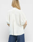 Ivory Lace-Trim Split Neck Blouse