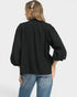 Black Textured Puff Sleeve Top