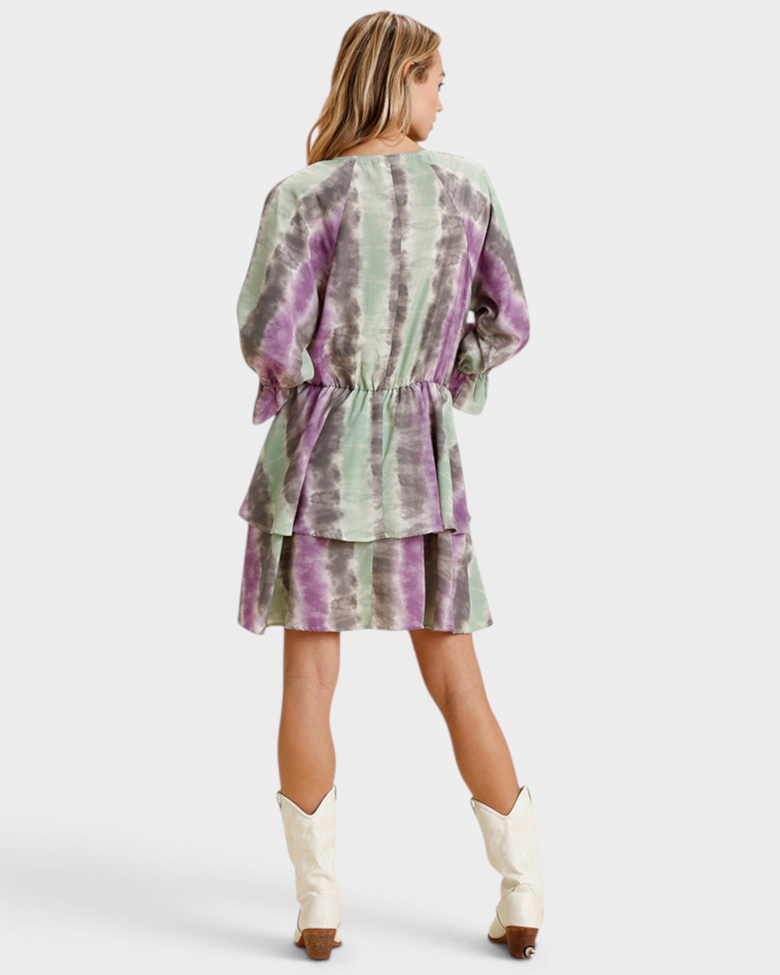 Mint & Lavender Tie-Dye Mini Dress