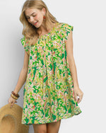 Green Floral Shift Mini Dress