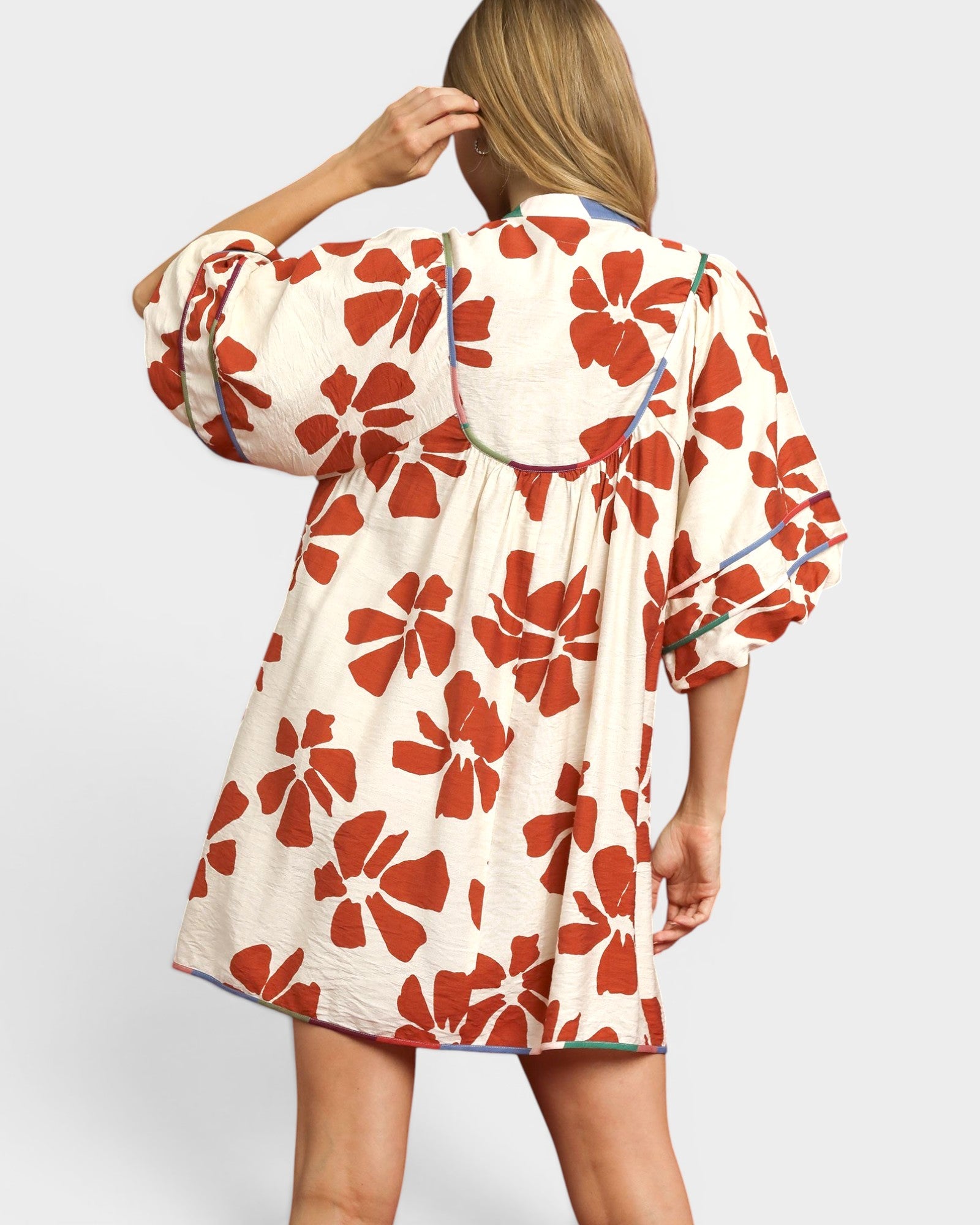 Rust Floral Mini Dress