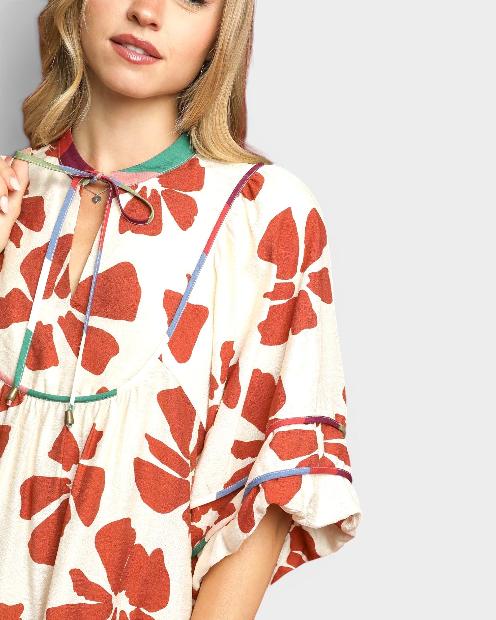 Rust Floral Mini Dress