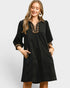 Black Corduroy Leopard Trim Shift Dress