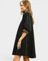 Black Corduroy Leopard Trim Shift Dress