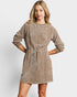 Mocha Velour Drawstring Mini Dress