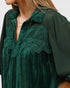 Hunter Green Velvet Lace Detail Top