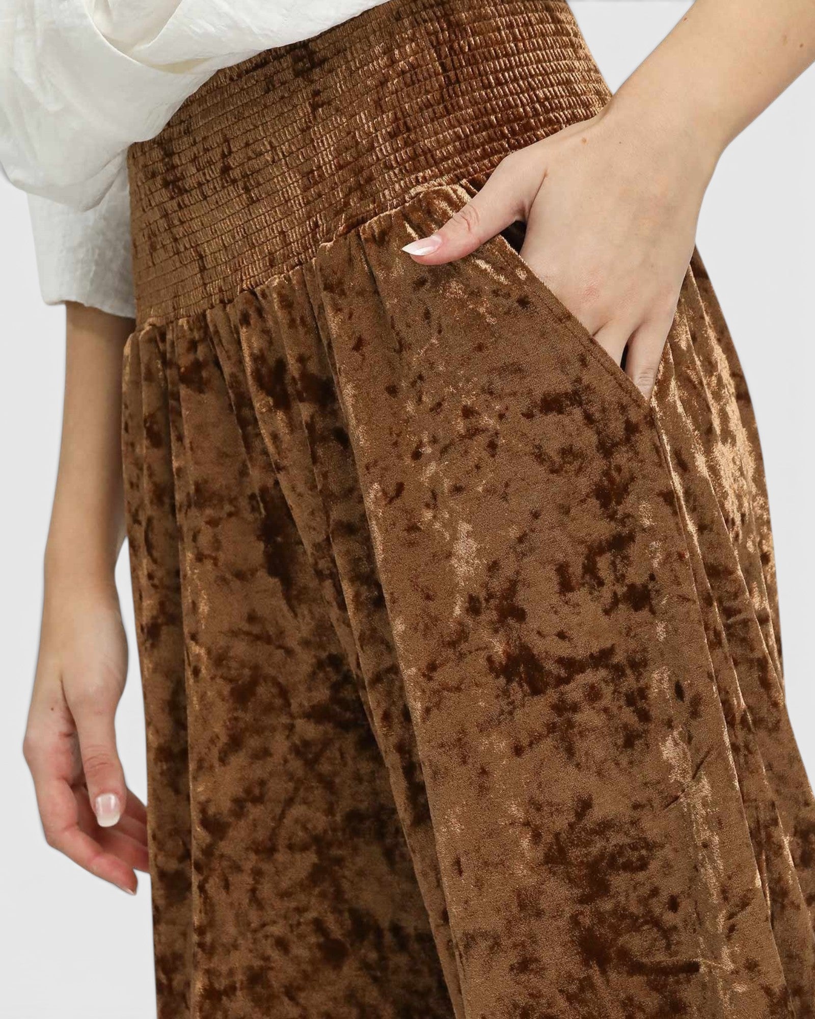 Chocolate Velvet Wide Leg Pants