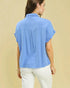 Sky Blue Smocked Button-Front Top