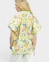 Green Floral Puff Sleeve Blouse
