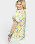 Green Floral Puff Sleeve Blouse
