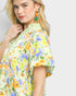 Green Floral Puff Sleeve Blouse