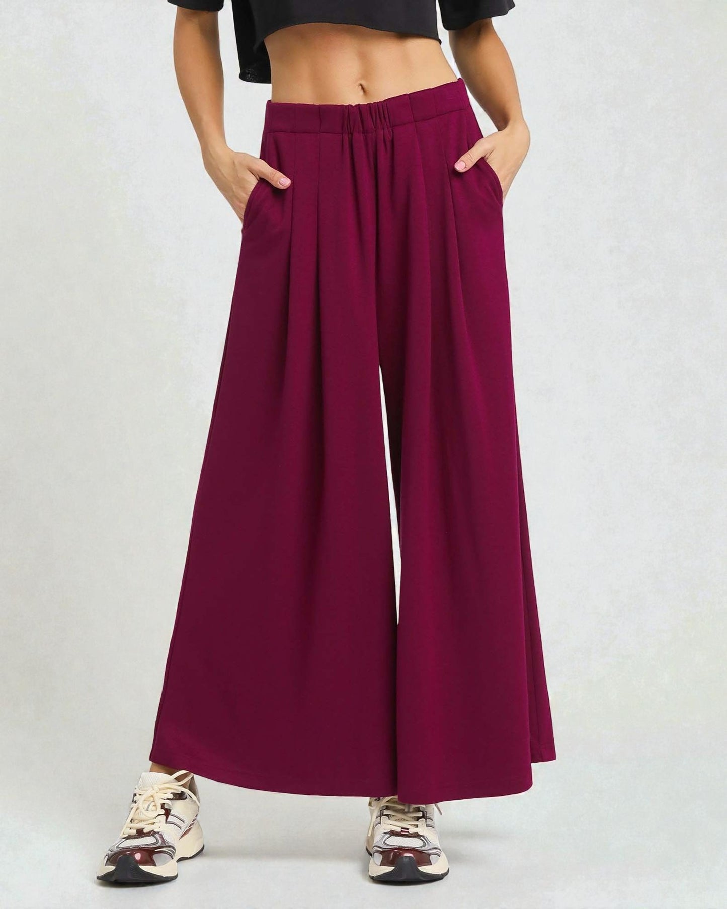 Berry Wide Leg Palazzo Pants