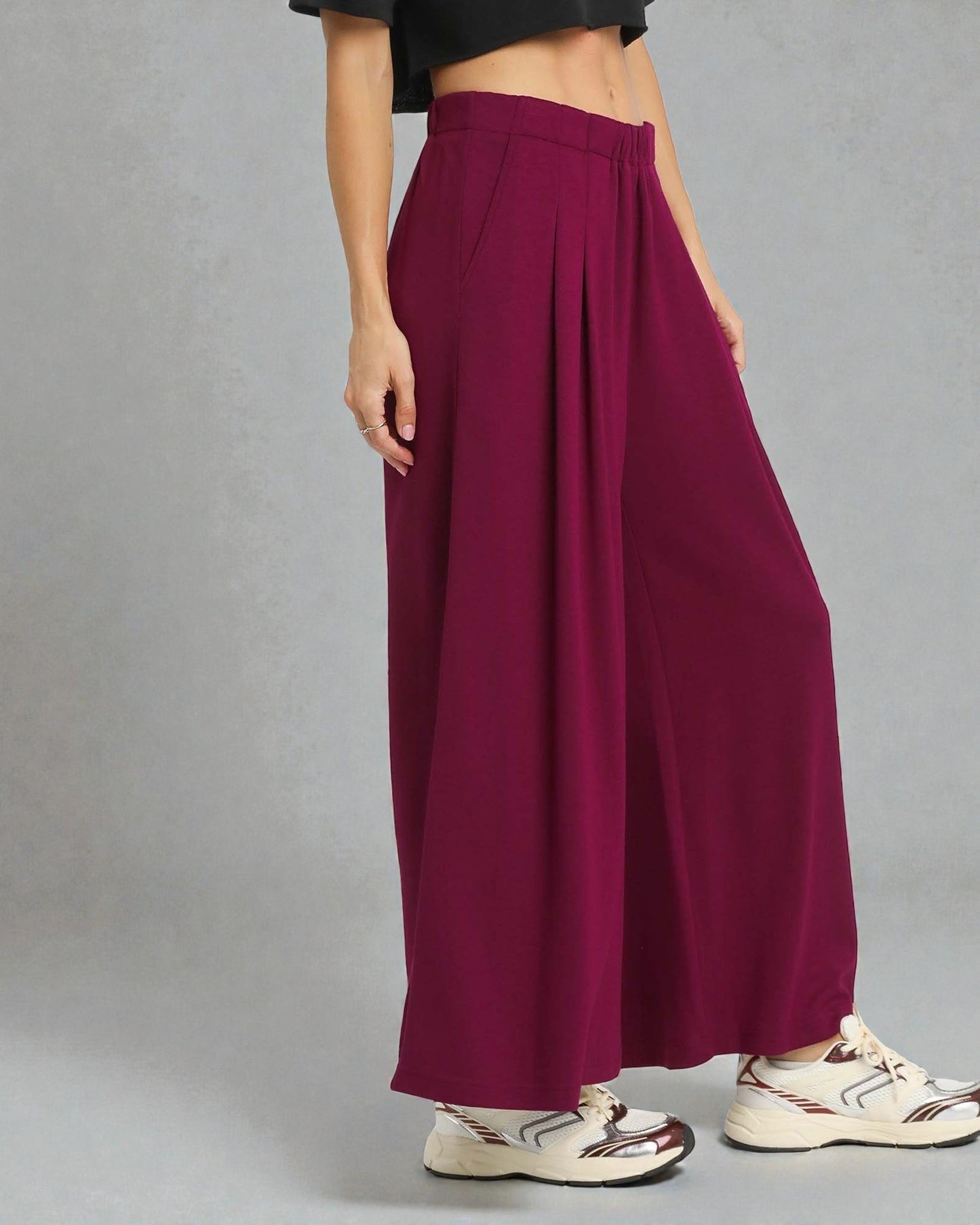 Berry Wide Leg Palazzo Pants