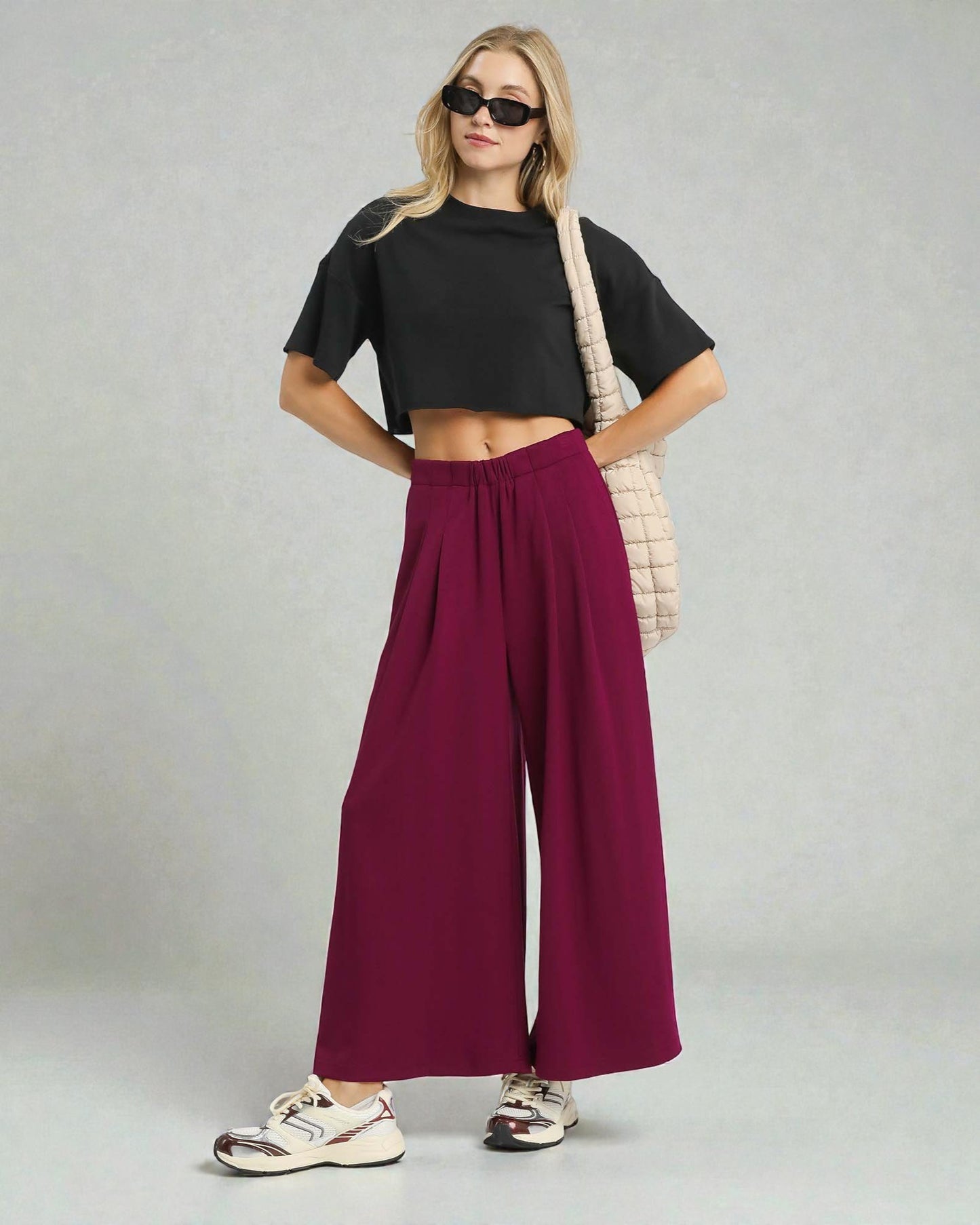 Berry Wide Leg Palazzo Pants