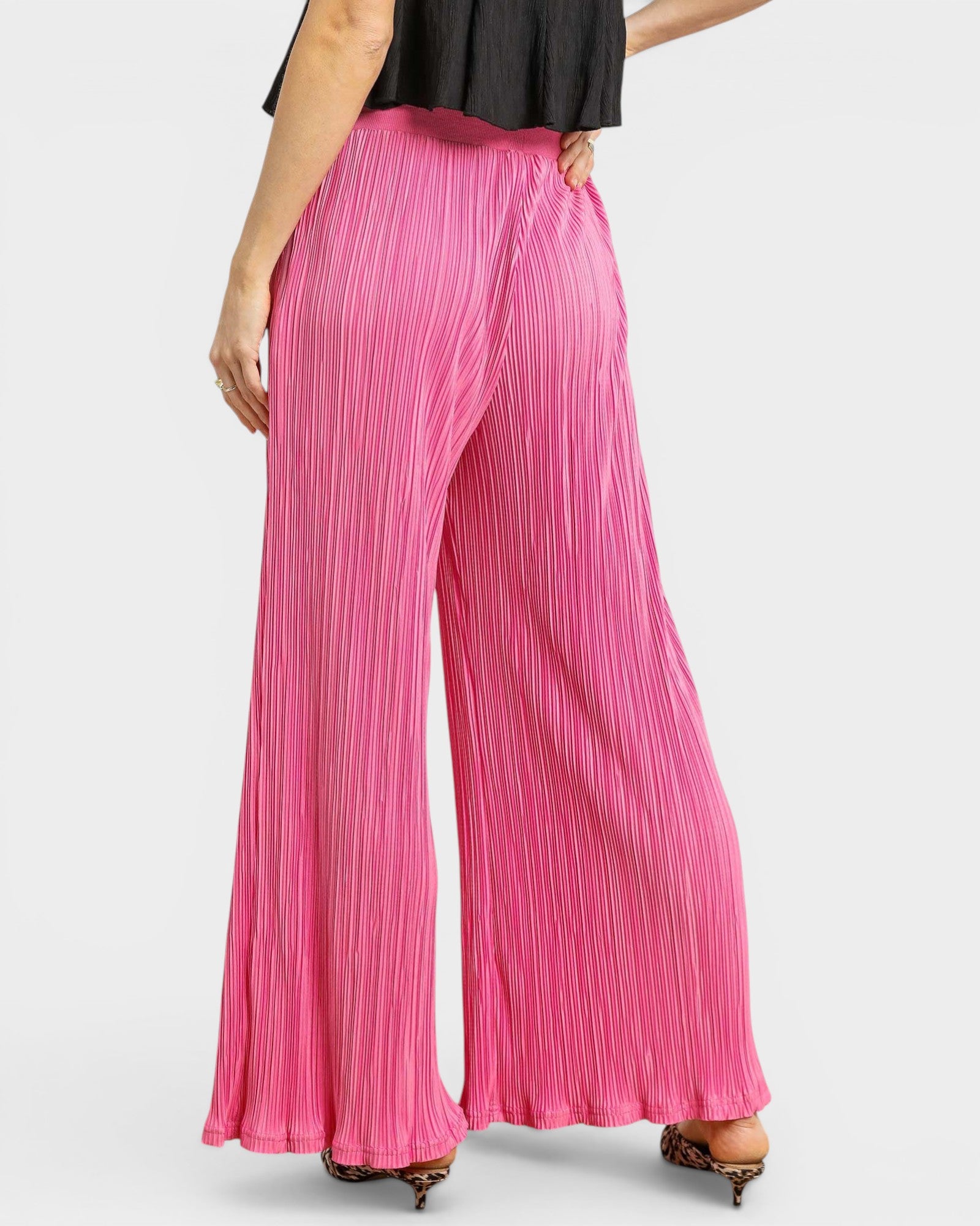 Orchid Pink Pleated Wide Leg Pants