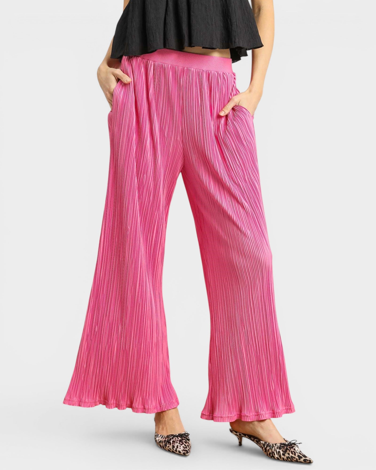 Orchid Pink Pleated Wide Leg Pants