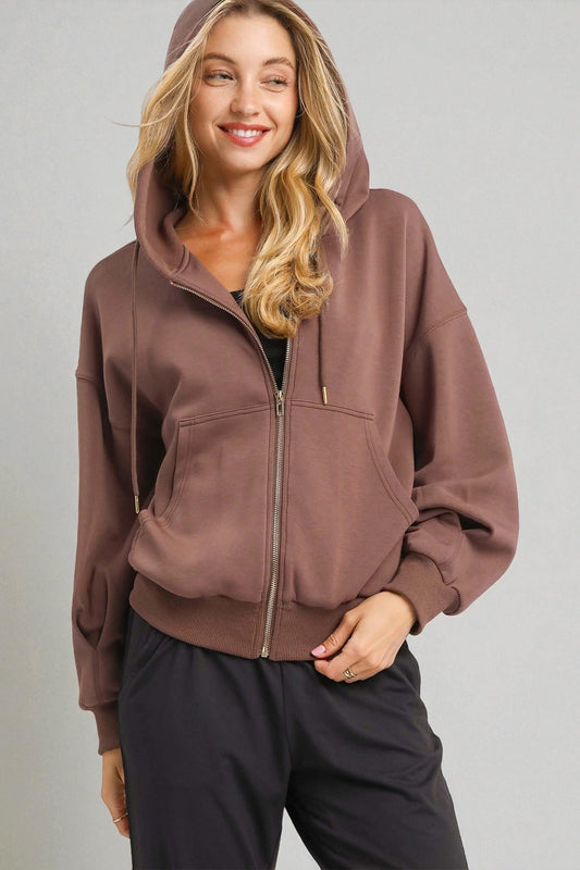 Mocha Zip Front Hoodie