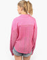Chemise boutonnée à manches longues en dentelle rose