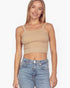 Camisole courte en tricot torsadé sans coutures couleur chair