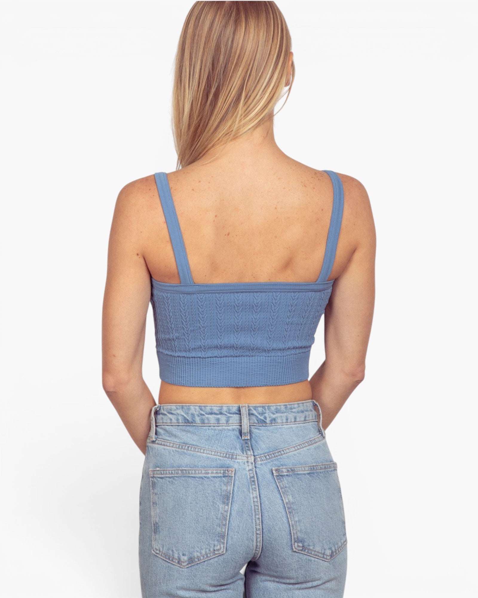 Denim Blue Seamless Cable Knit Brami