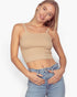 Camisole courte en tricot torsadé sans coutures couleur chair