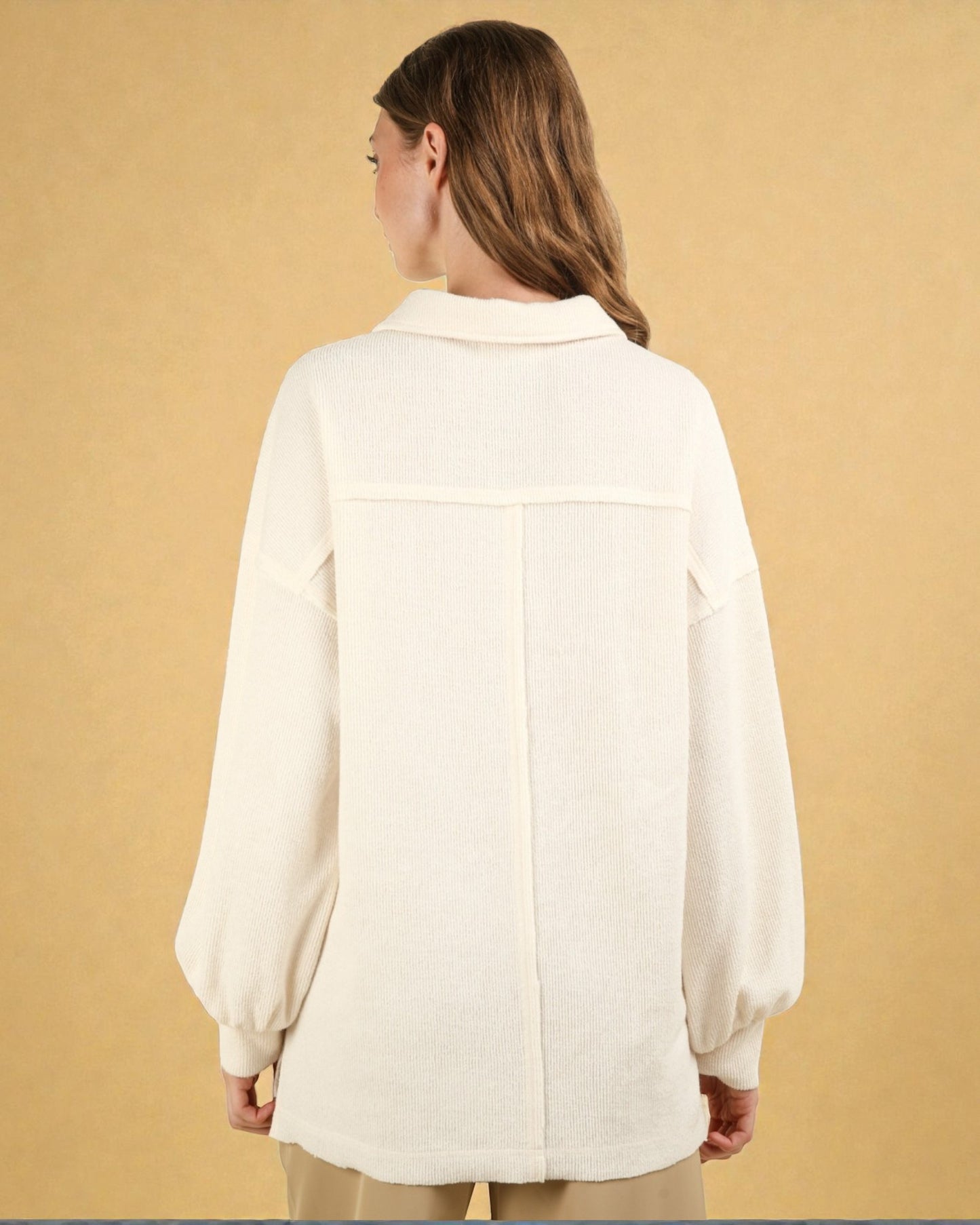 Ivory Collared Button Pullover