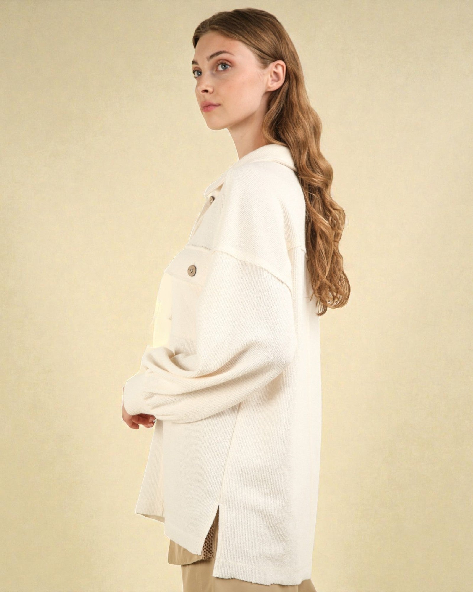 Ivory Collared Button Pullover