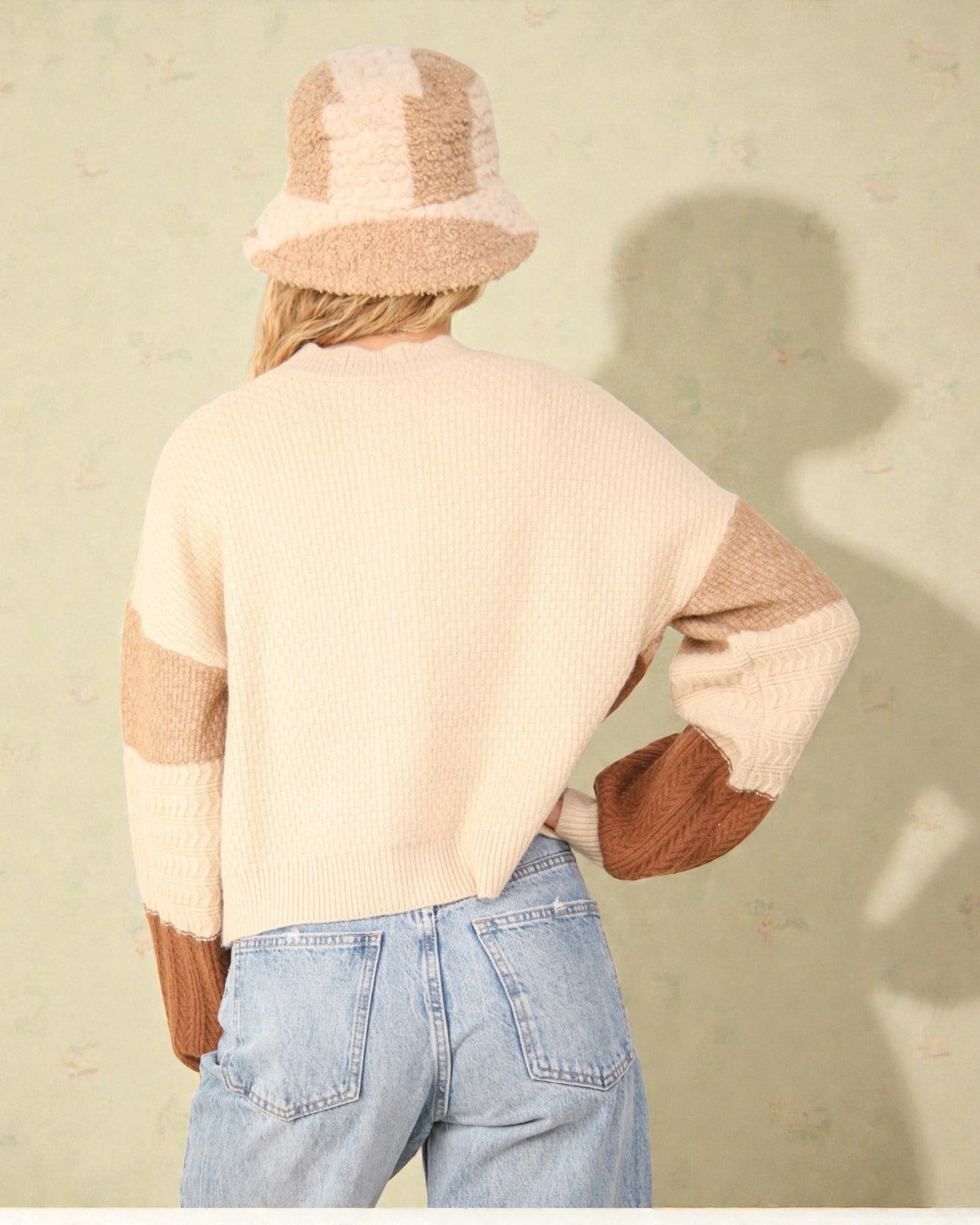 Ivory Patchwork Knit Cardigan
