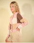 Cardigan texturé à boutons color block en blush