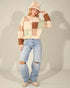Ivory Patchwork Knit Cardigan