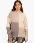 Pull à col montant et blocs de couleurs en crème 