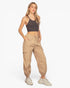 Taupe Nylon Cargo Jogger Pants