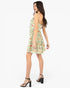 Green Printed Lined Tiered Mini Dress
