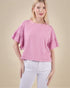 Pink Textured Flutter Sleeve Top