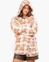 Camel Plaid Hooded Teddy Cardigan
