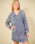 Washed Blue Sweatshirt Mini Dress