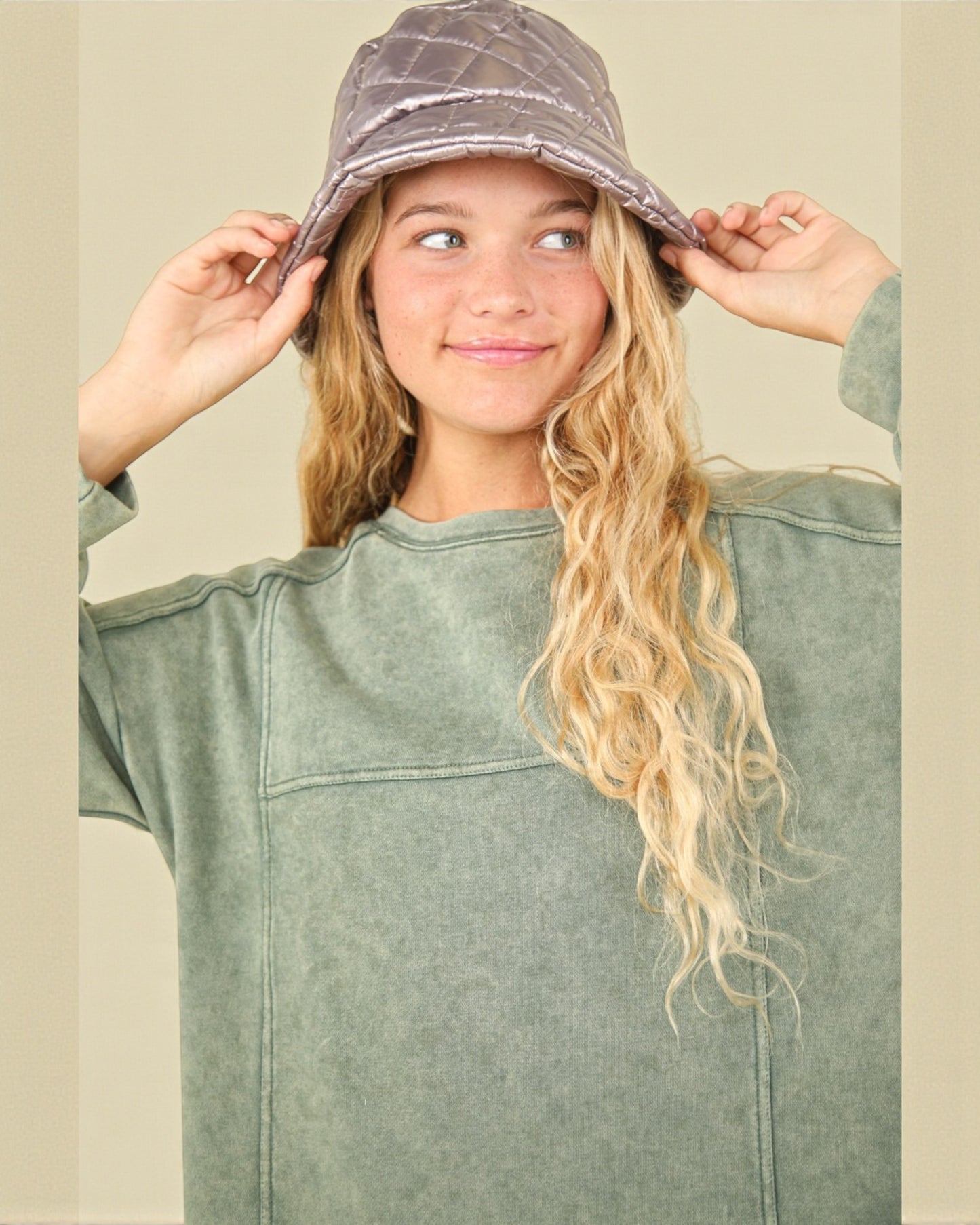 Sage Washed Sweatshirt Mini Dress