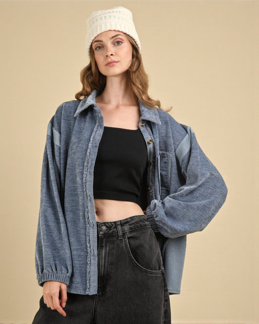 Slate Washed Button Shacket