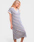 Blue & White Striped Midi Dress