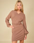 Taupe Wrap-Front Mini Dress
