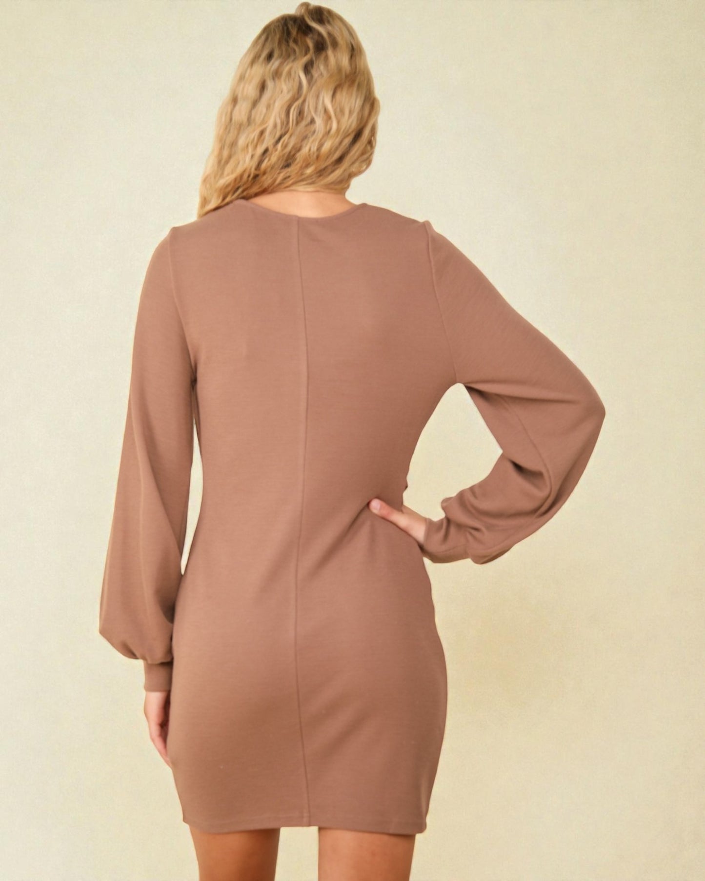 Taupe Wrap-Front Mini Dress