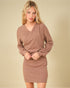 Taupe Wrap-Front Mini Dress
