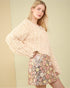 Cream Shag Knit Zip Cardigan