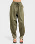 Olive green pants on a white background