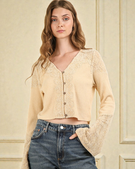 Ivory Lace Button Top