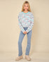 Legging taille croisée en denim délavé en indigo clair