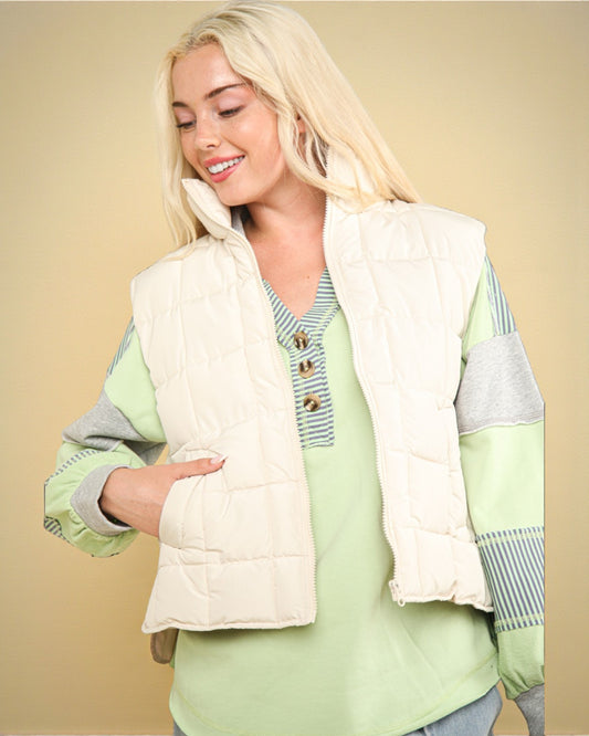 Cream Quilted Puffer Vest