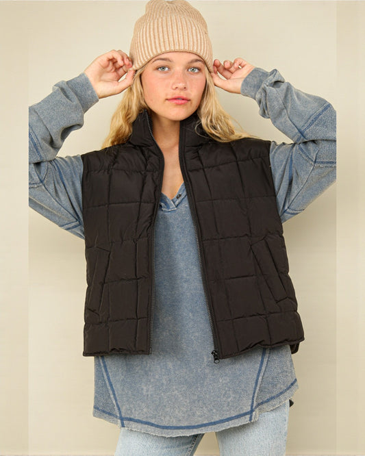 Black Quilted Puffer Vest